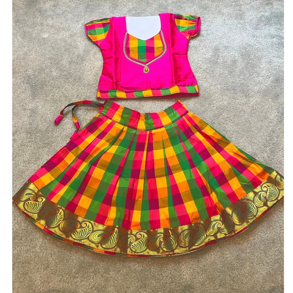 Kids Lehenga/Pattu Pavaada - Faux Silk - Fusion Wear/Ethnic wear - Ready To Wear